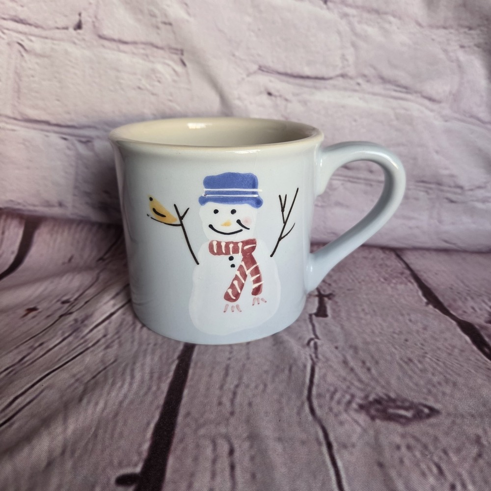 Hartstone Snowman Coffee Mug Holiday Christmas Light Blue Snow People Collection